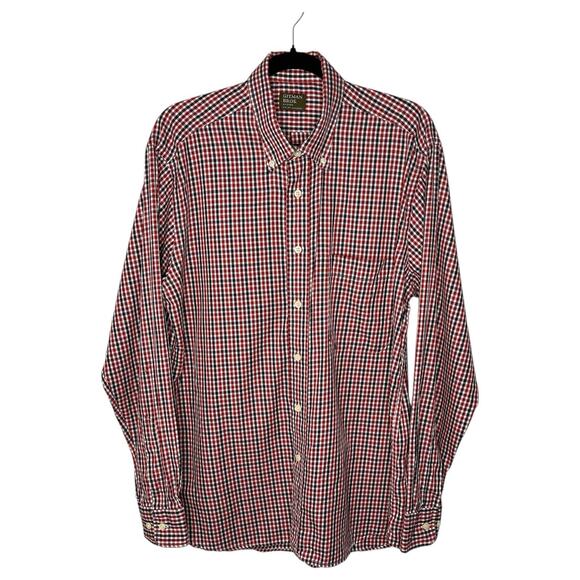 Vintage Gitman Bros Shirt Men's Size L Red Blue Check Print Cotton Flawed Read - Picture 1 of 13